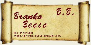 Branko Becić vizit kartica
